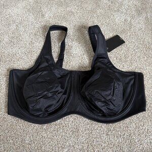 SYROKAN Women's Sports Bra Black Underwire Plus Size 46F NEW